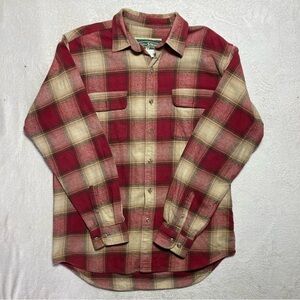 Field & Stream Red and Cream Plaid Button-Down Shirt